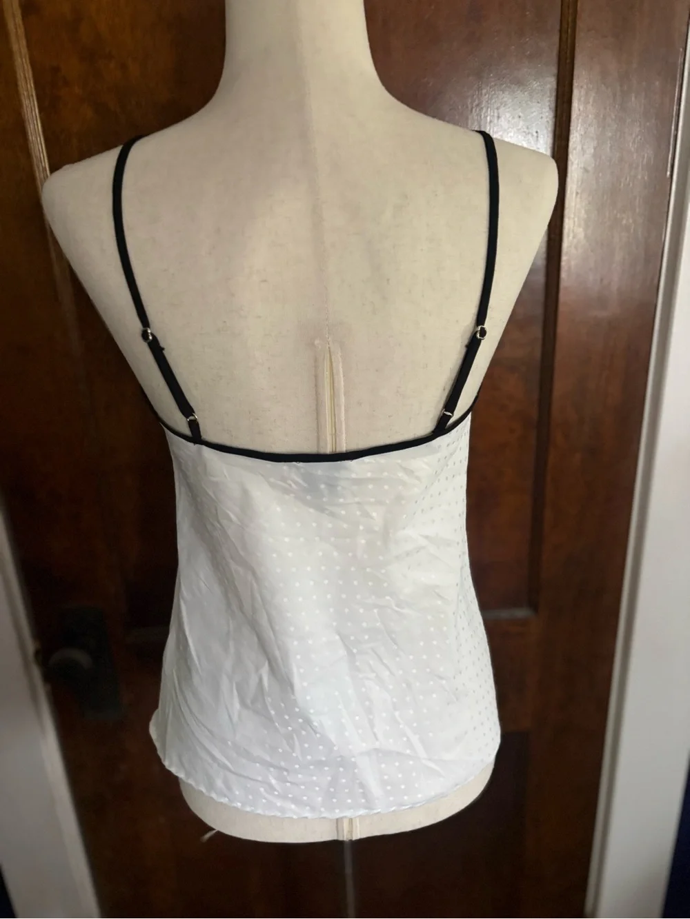 Kate Spade New York “Mrs.” Embroidered Satin Bridal Cami Top White Swiss Dot XS